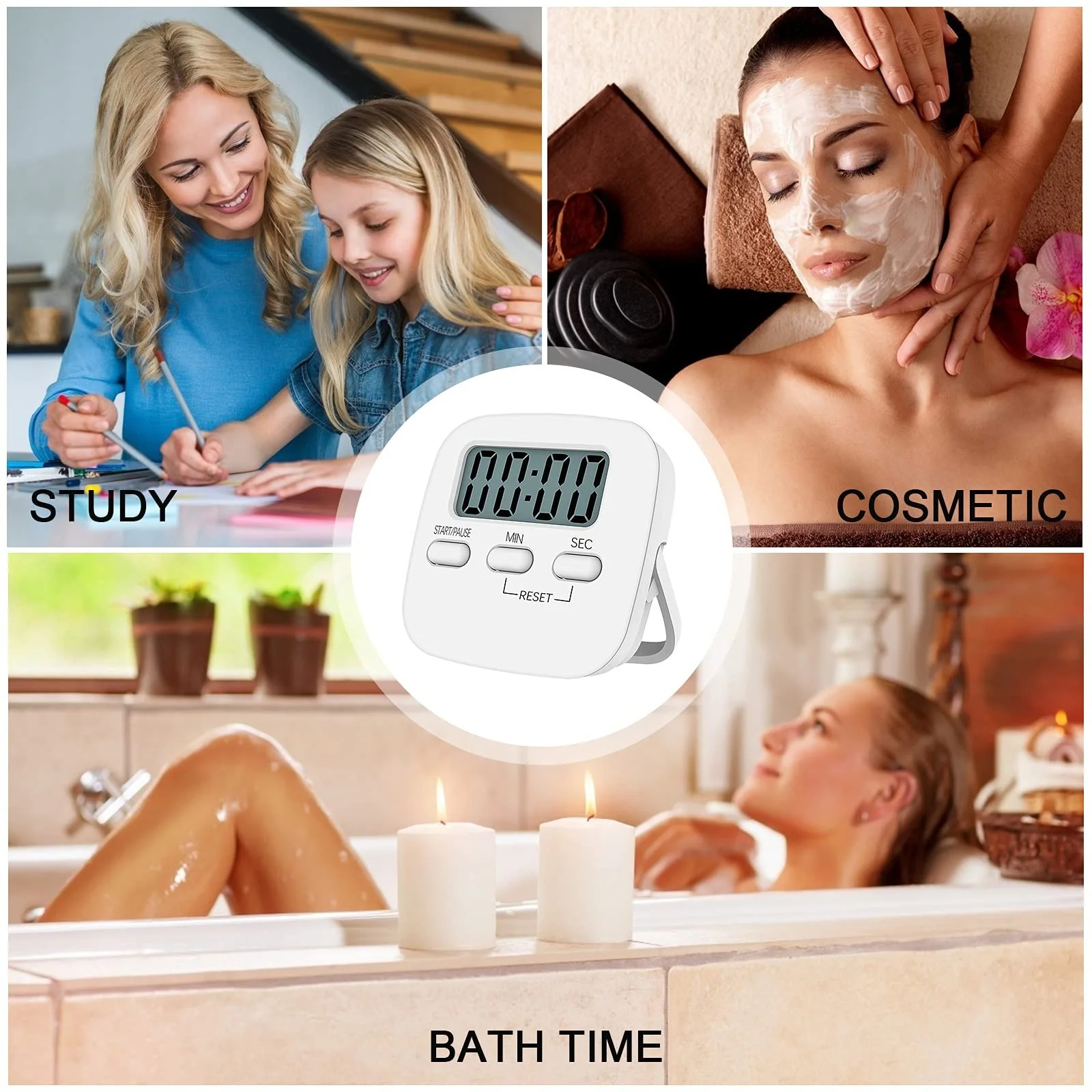 Кухонный таймер NIAGUOJI Digital Kitchen Timer с большим ЖК-дисплеем белый, фото №7 Кухонный таймер NIAGUOJI Digital Kitchen Timer с большим ЖК-дисплеем белый, фото №7