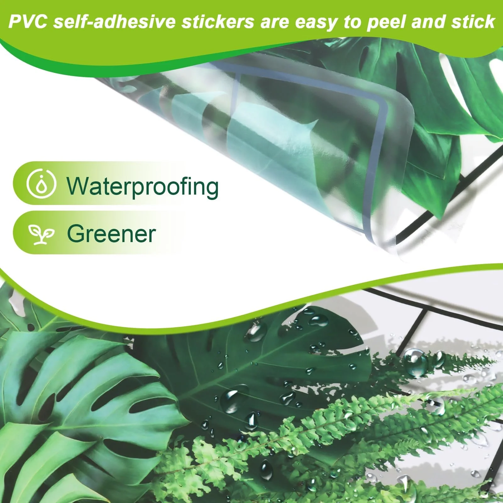 Наклейки на стіну 3D Зелені рослини 5 дизайнів Самоклеючі 30 x 29 см, фото №3