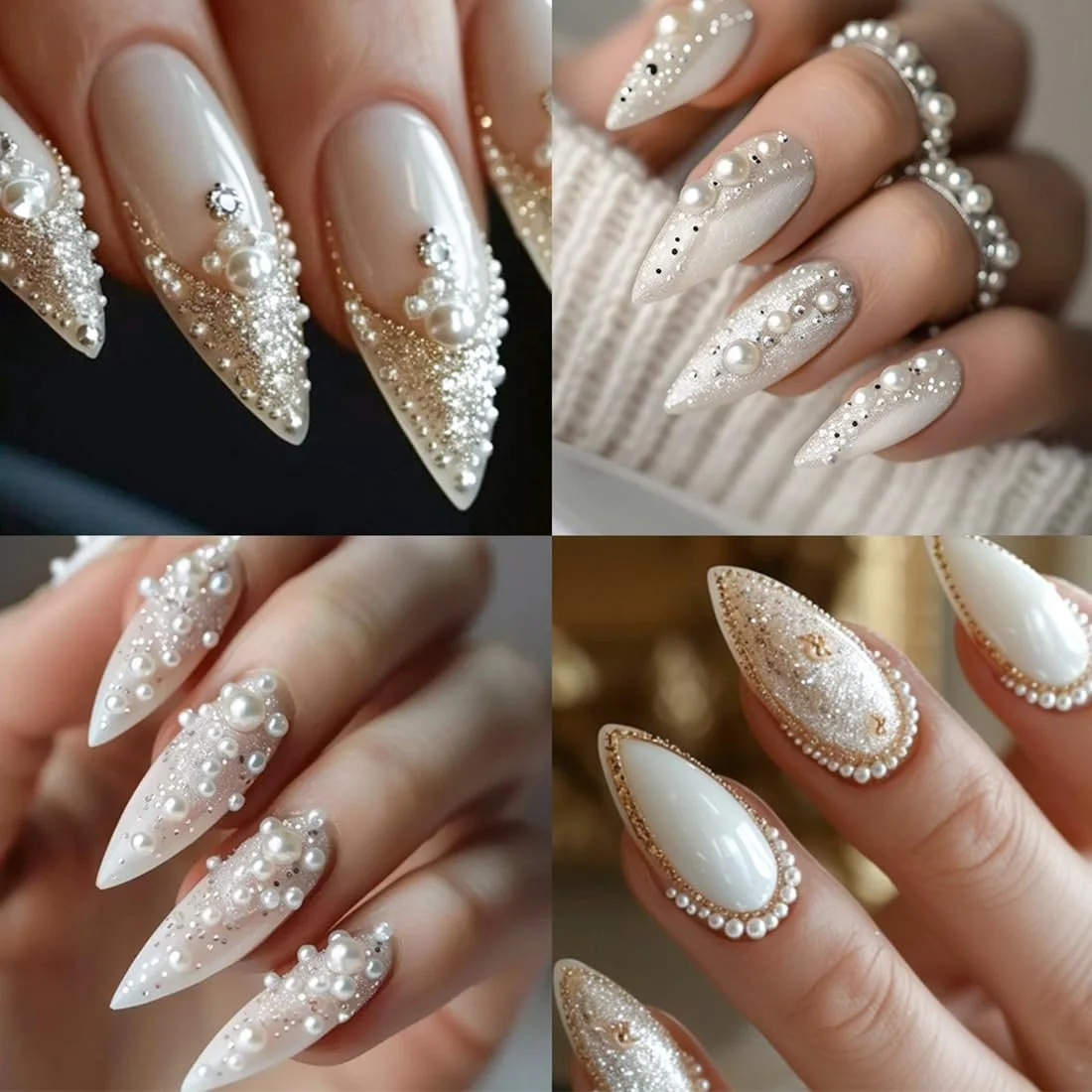 Бусины для ногтей Flackback 2 коробки, золотые серебряные икорные стразы, белые бежевые микробусины с ручкой и пинцетом, фото №5