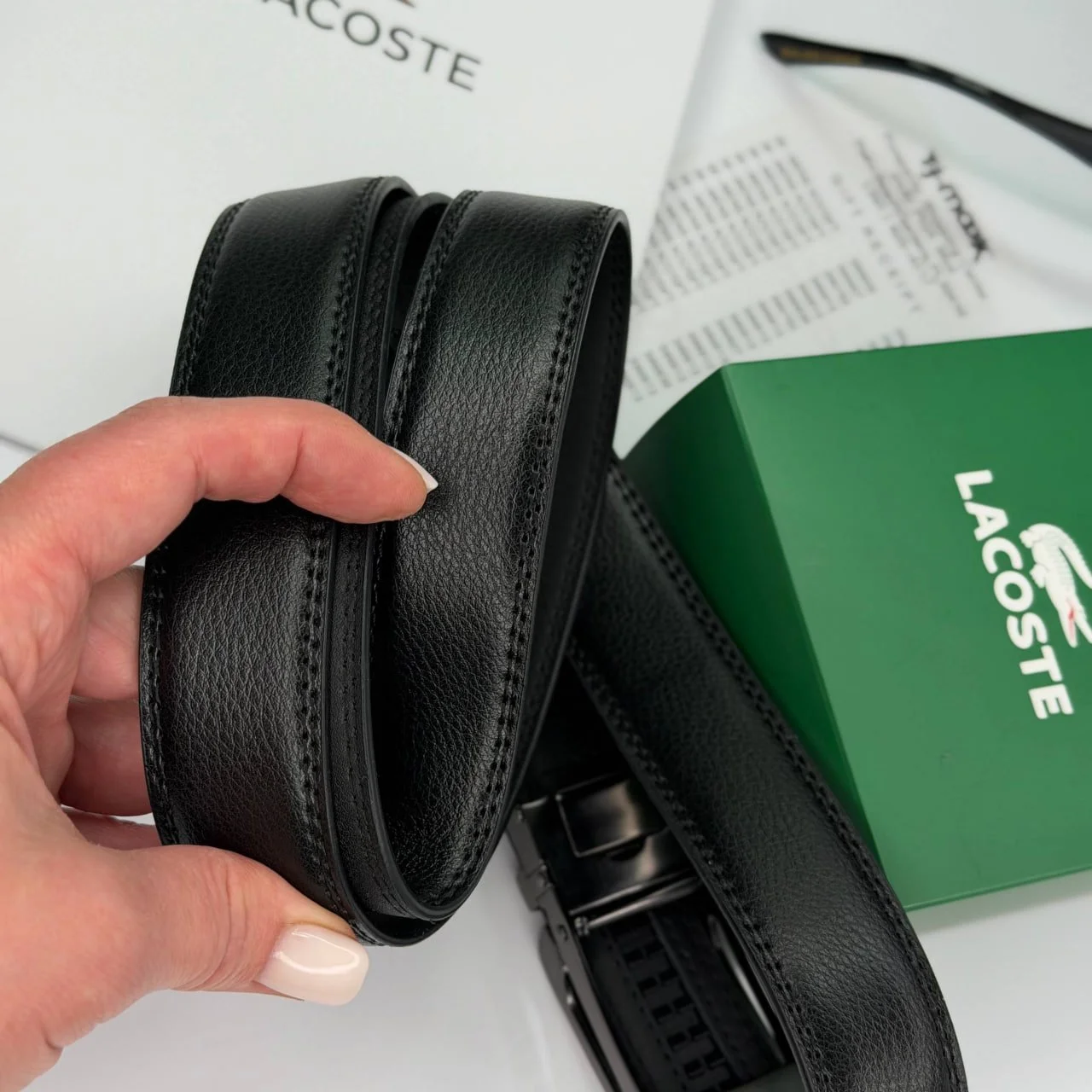 Чоловічий шкіряний ремінь автомат Lacoste, фото №7 Чоловічий шкіряний ремінь автомат Lacoste, фото №7