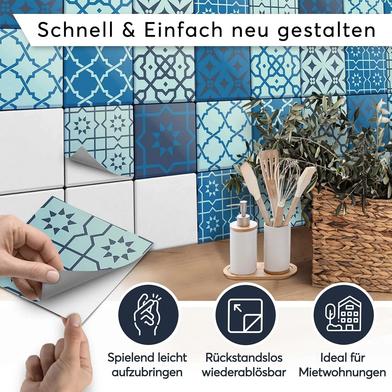 Наклейки для плитки Decorative Sticker Foil Design Ornaments Набір 9 шт. 15 x 15 см, фото №2