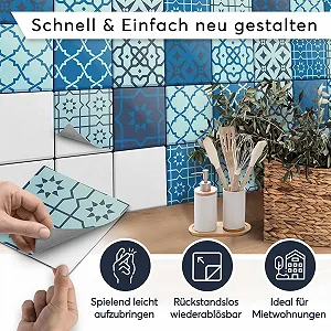 Наклейки для плитки Decorative Sticker Foil Design Ornaments Набір 9 шт. 15 x 15 см synthetic.ua - Фото 1