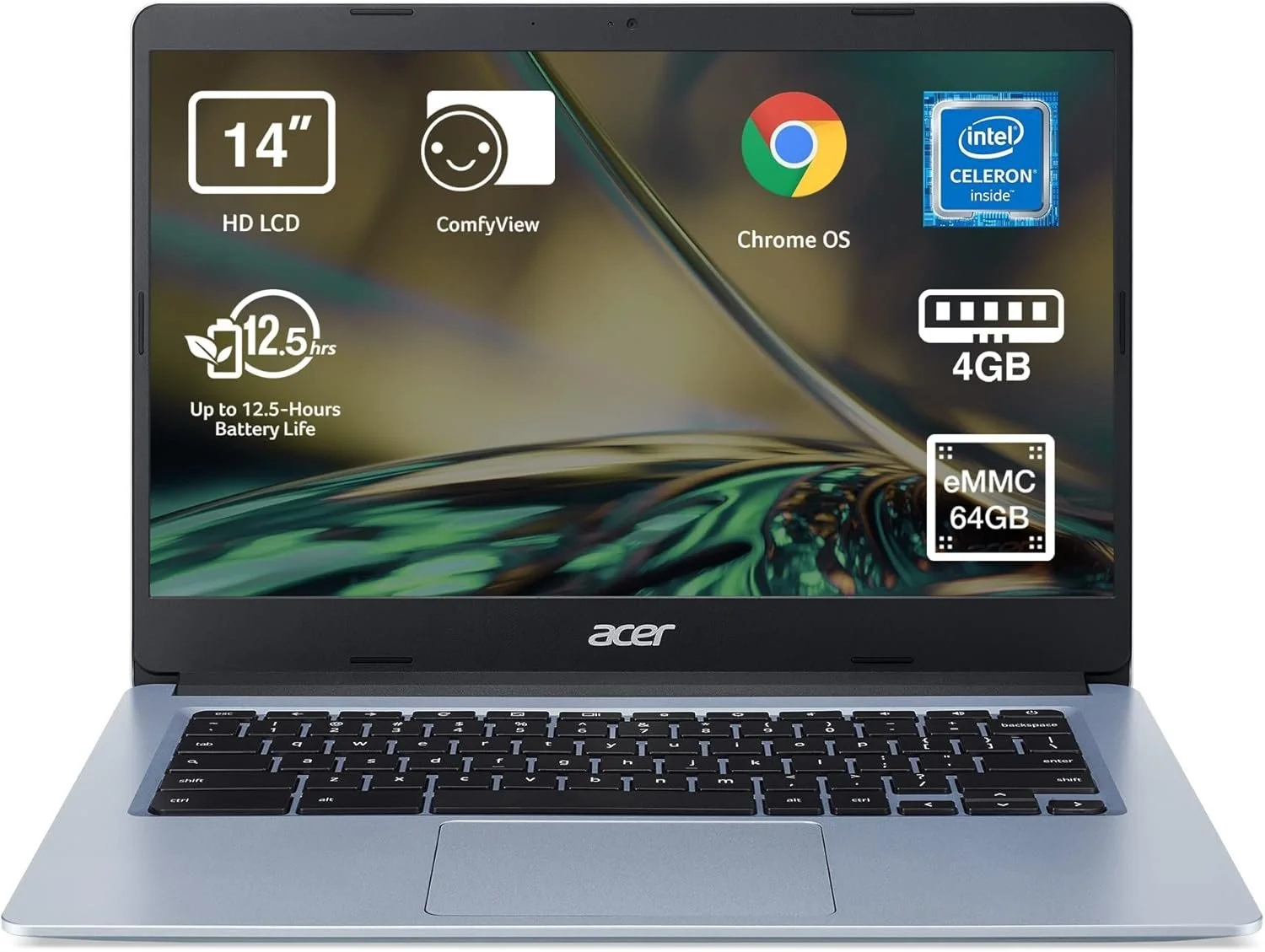Ноутбук 14'' Acer Chromebook 314 (CB314-3H-C2DN) Intel Celeron N4020 RAM 4GB eMMC 64GB 12.5год батарея ChromeOS (UKR), фото №1