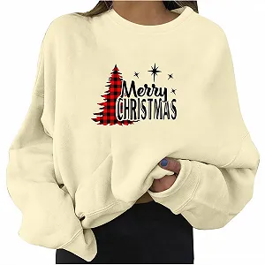 Рождественский джемпер Женский Смешной Графический Рождественский джемпер с принтом Персонализированный Элегантный Шикарный Свободный Верх Большого Размера Зимний Хлопковый Удобный - Фото 1