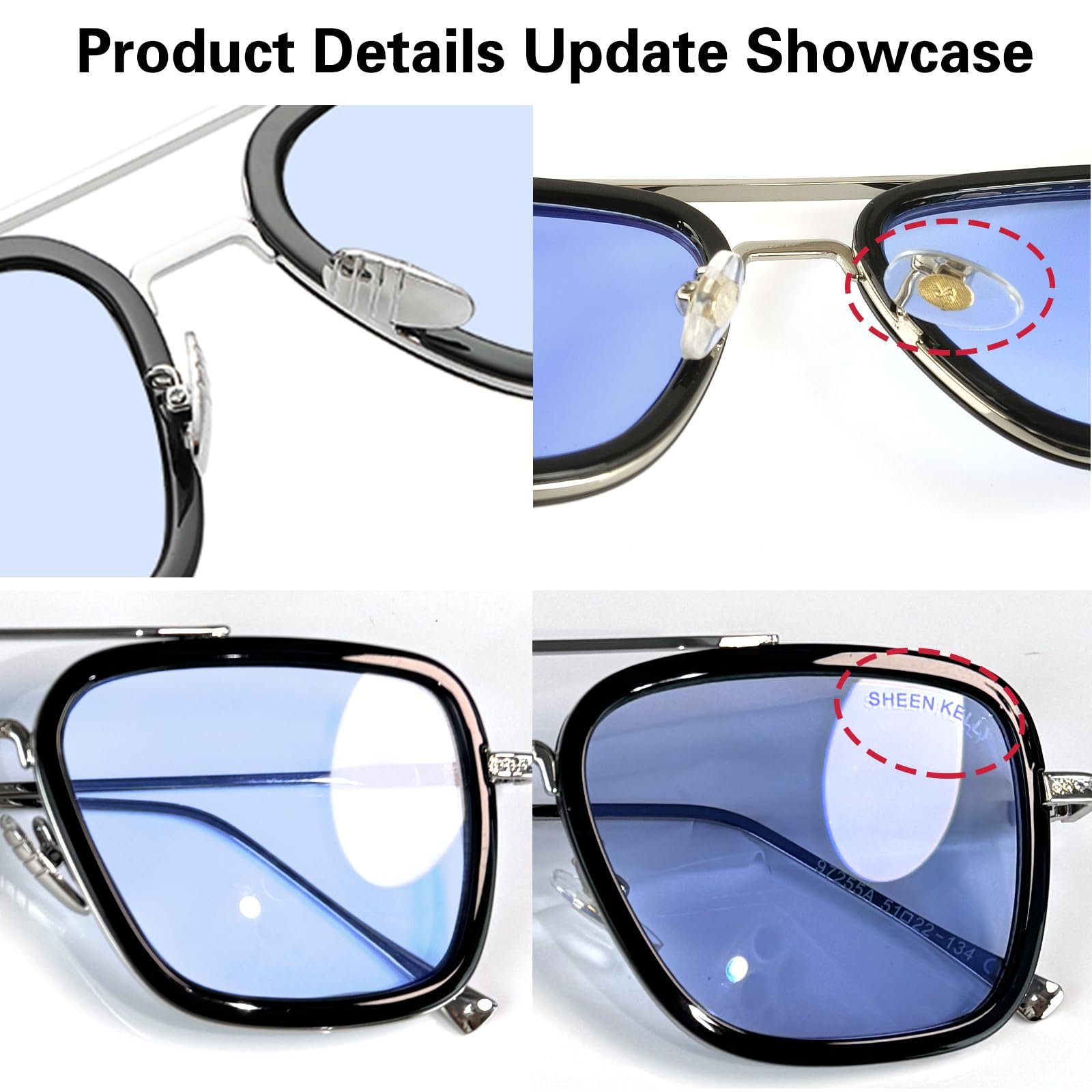 Сонцезахисні окуляри SHEEN KELLY Ретро Квадратні Металева оправа Класичні, фото №6