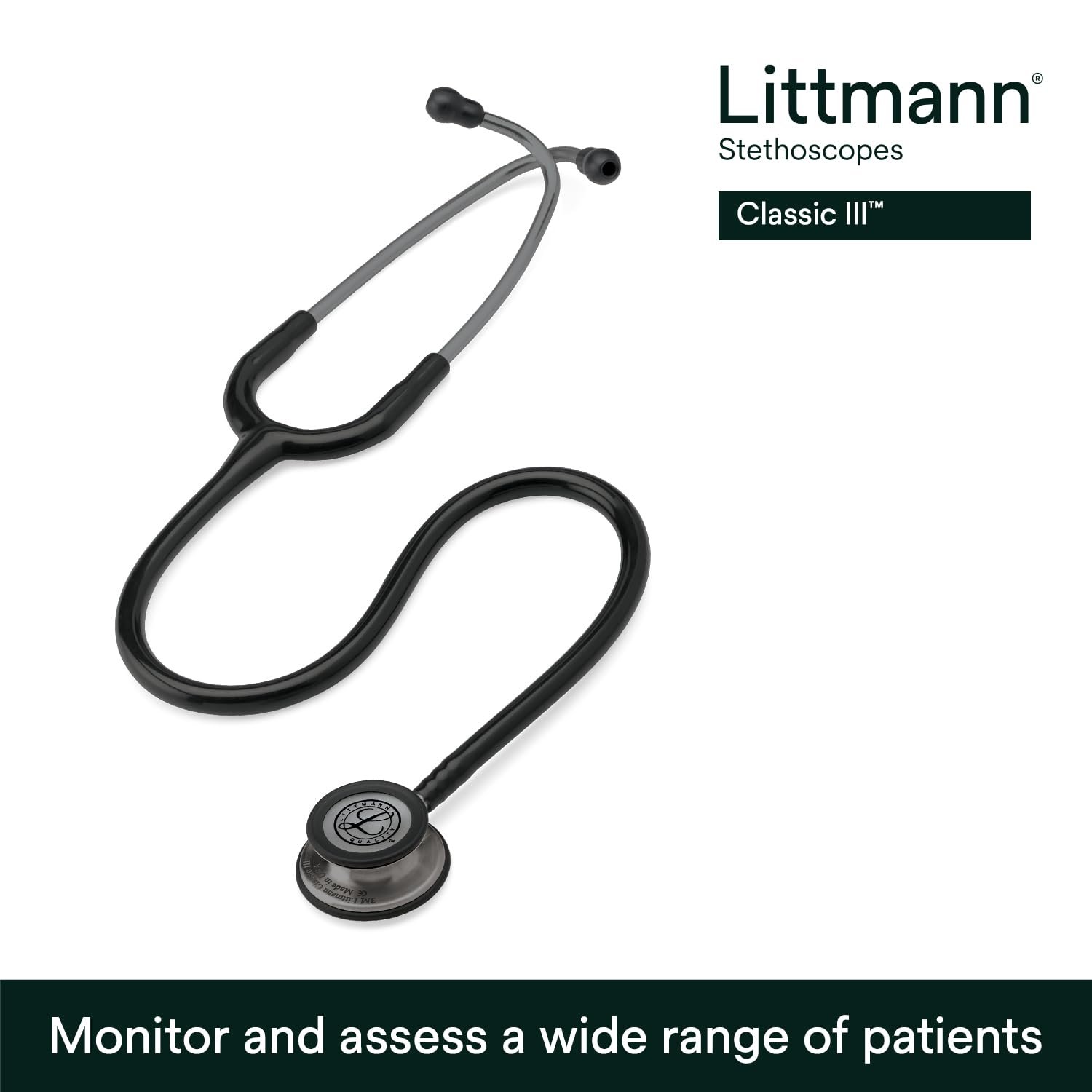 Стетоскоп 3M Littmann Classic III 69см Чорний, фото №2