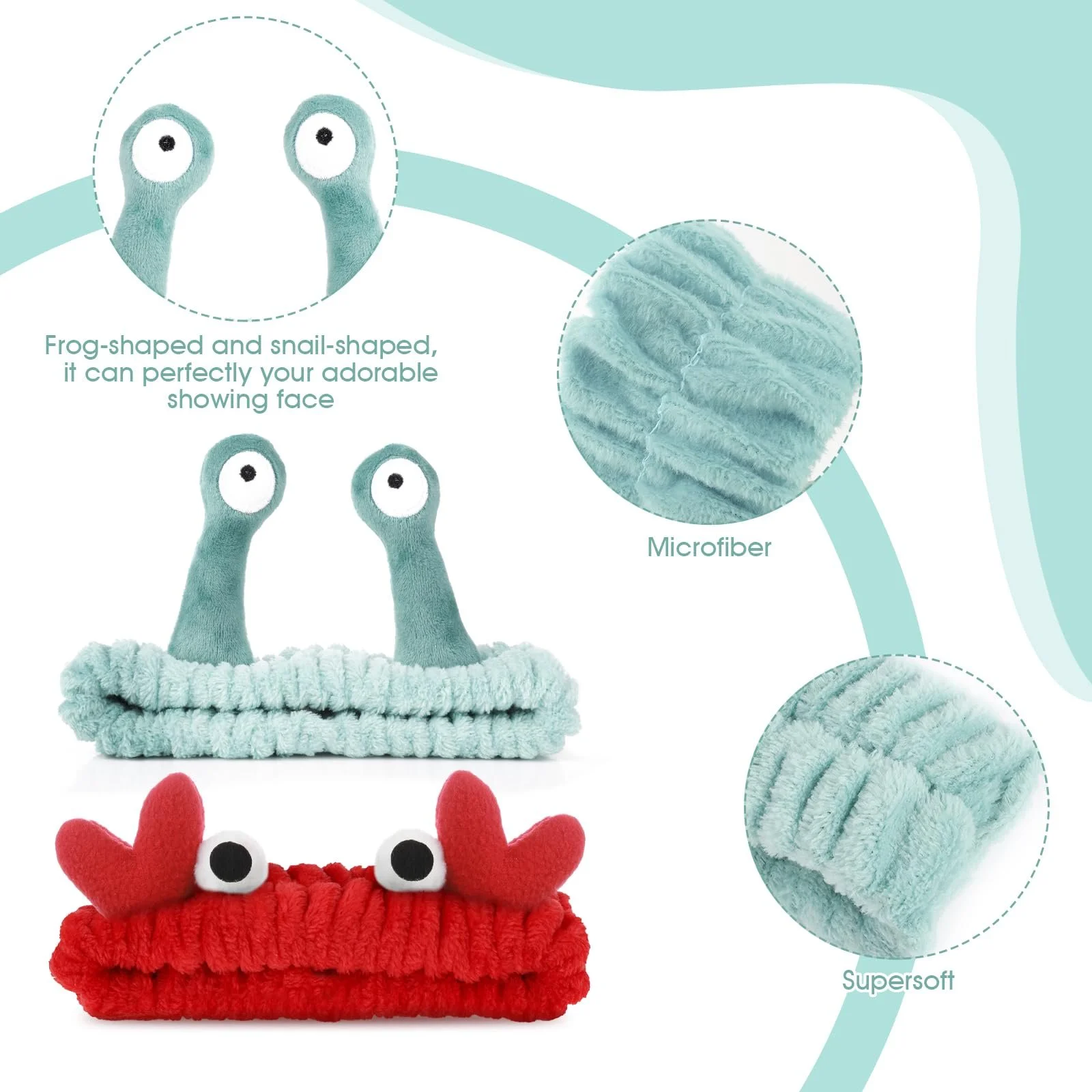 Набір з пов'язок на голову для вмивання, косметичнаушу, догляду за шкірою та краси, фото №3