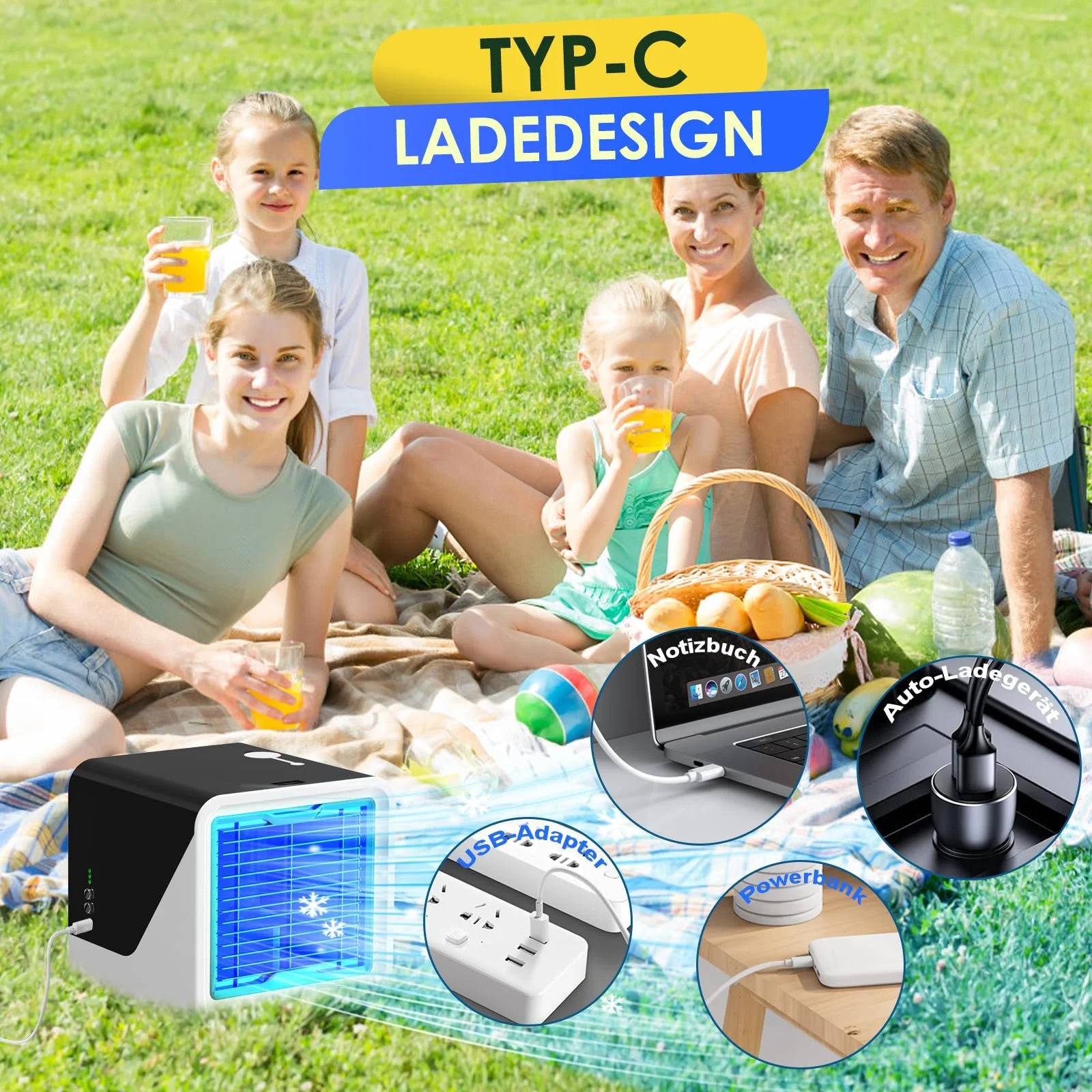 Мобильный кондиционер Без вытяжного шланга 3 скорости USB Водяное охлаждение, фото №5