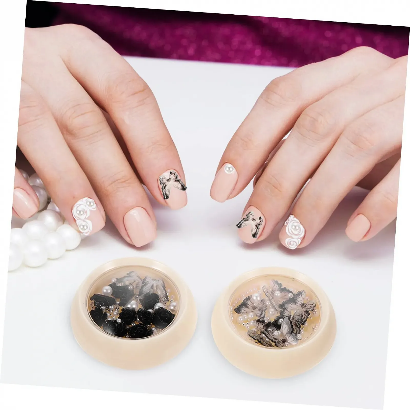 Стразы для ногтей FRCOLOR в коробках с черными шармами, стразами и жемчужинами для творческого дизайна ногтей для энтузиастов и проектов нейл-арта, фото №8