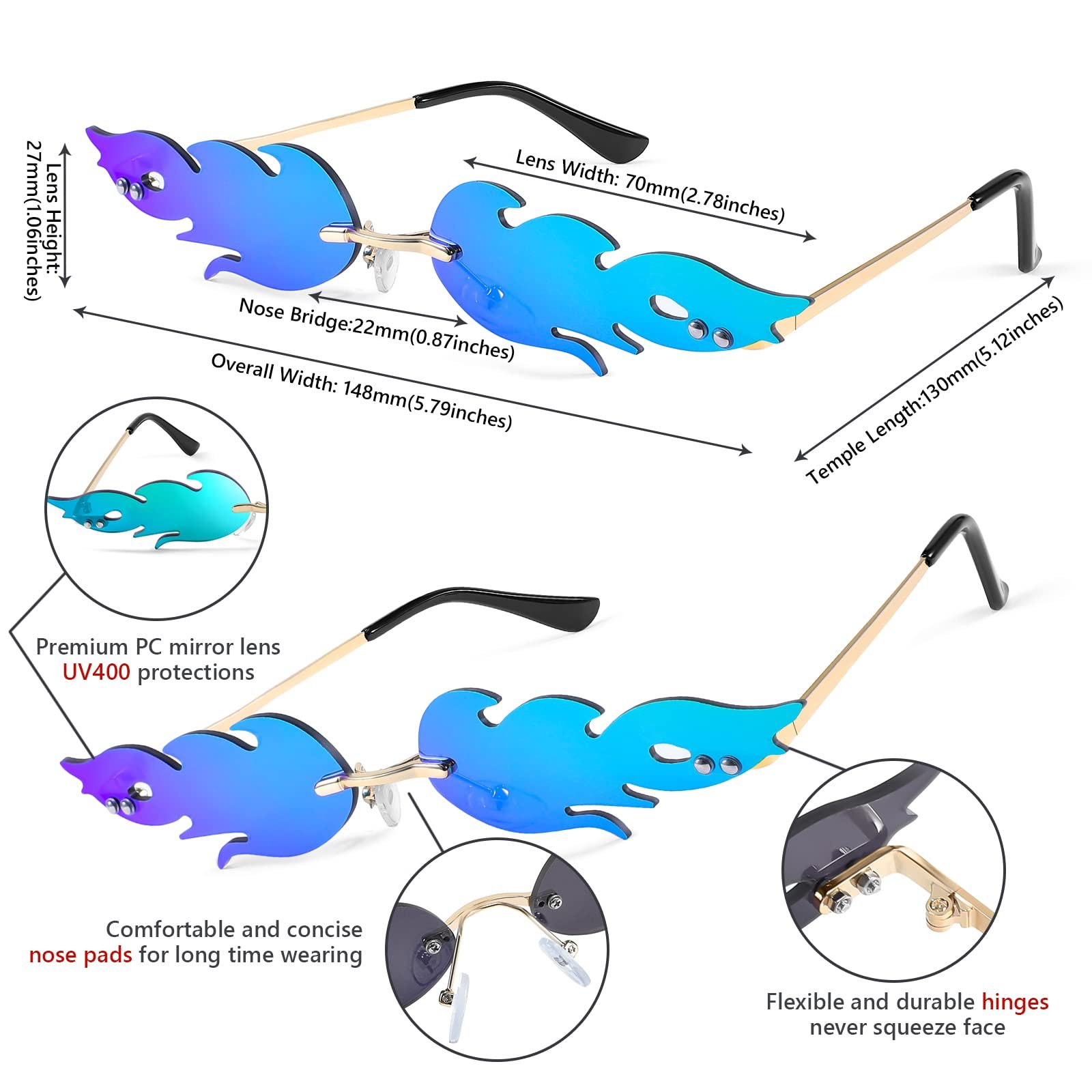 Солнцезащитные очки FEISEDY B2839 в форме огня, фото №3