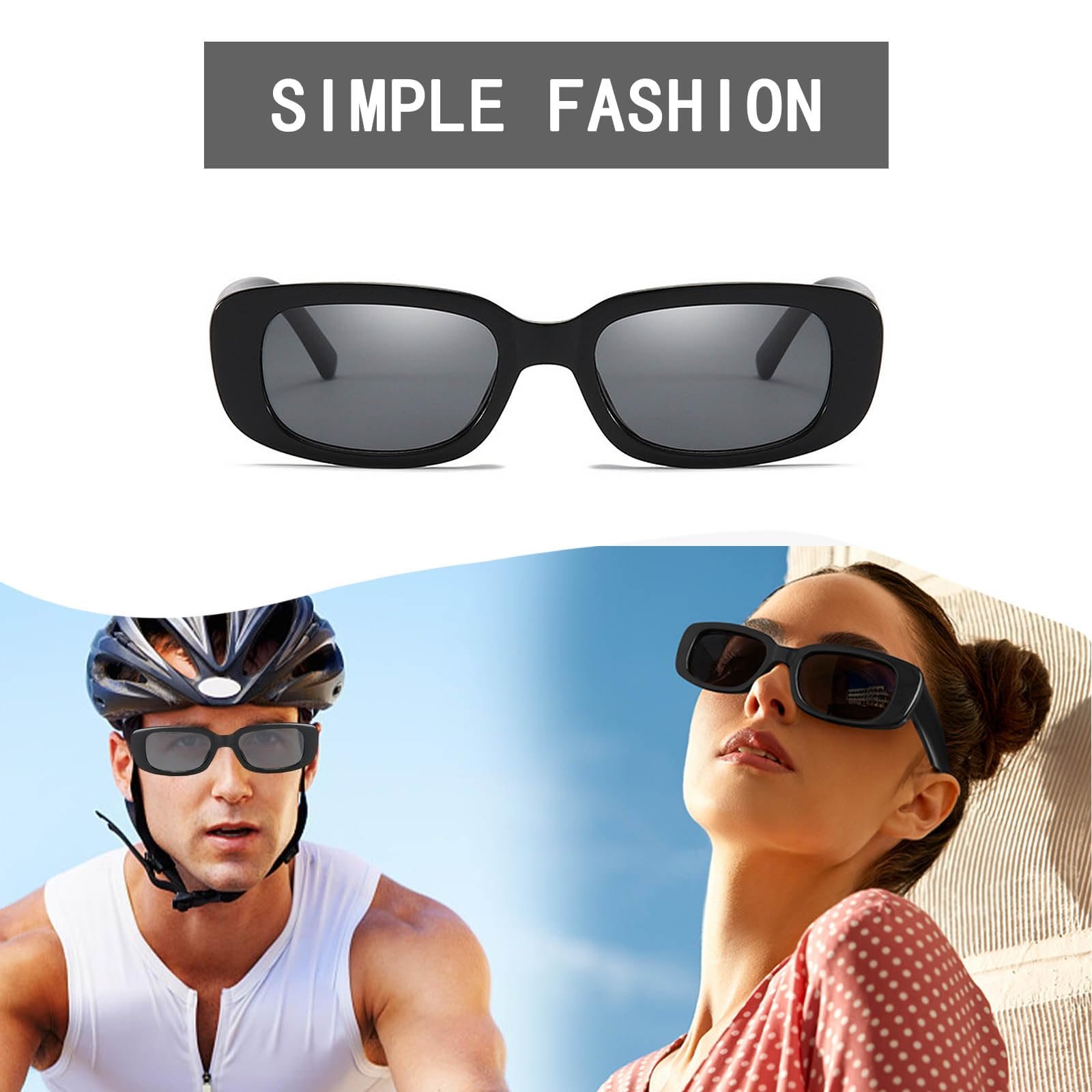 Сонцезахисні окуляри JCUGSBS Жіночі Вінтажні Прямокутні Сонцезахисні окуляри 90-х, фото №6