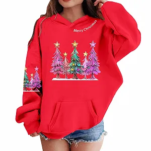 Худи для девочки с длинными рукавами, с принтом, свободного кроя, праздничная одежда, мягкий флисовый верх с капюшоном, игривый графический дизайн - Фото 1