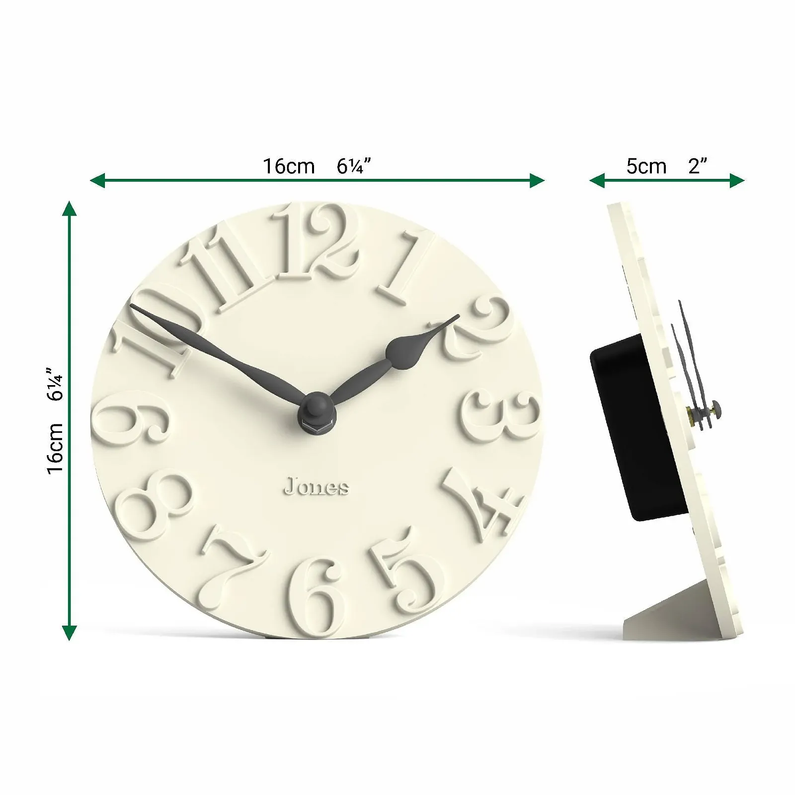Настольные часы JONES CLOCKS Hampstead, отдельностоящие, бледно-кремовый, с объемными цифрами, фото №4 Настольные часы JONES CLOCKS Hampstead, отдельностоящие, бледно-кремовый, с объемными цифрами, фото №4