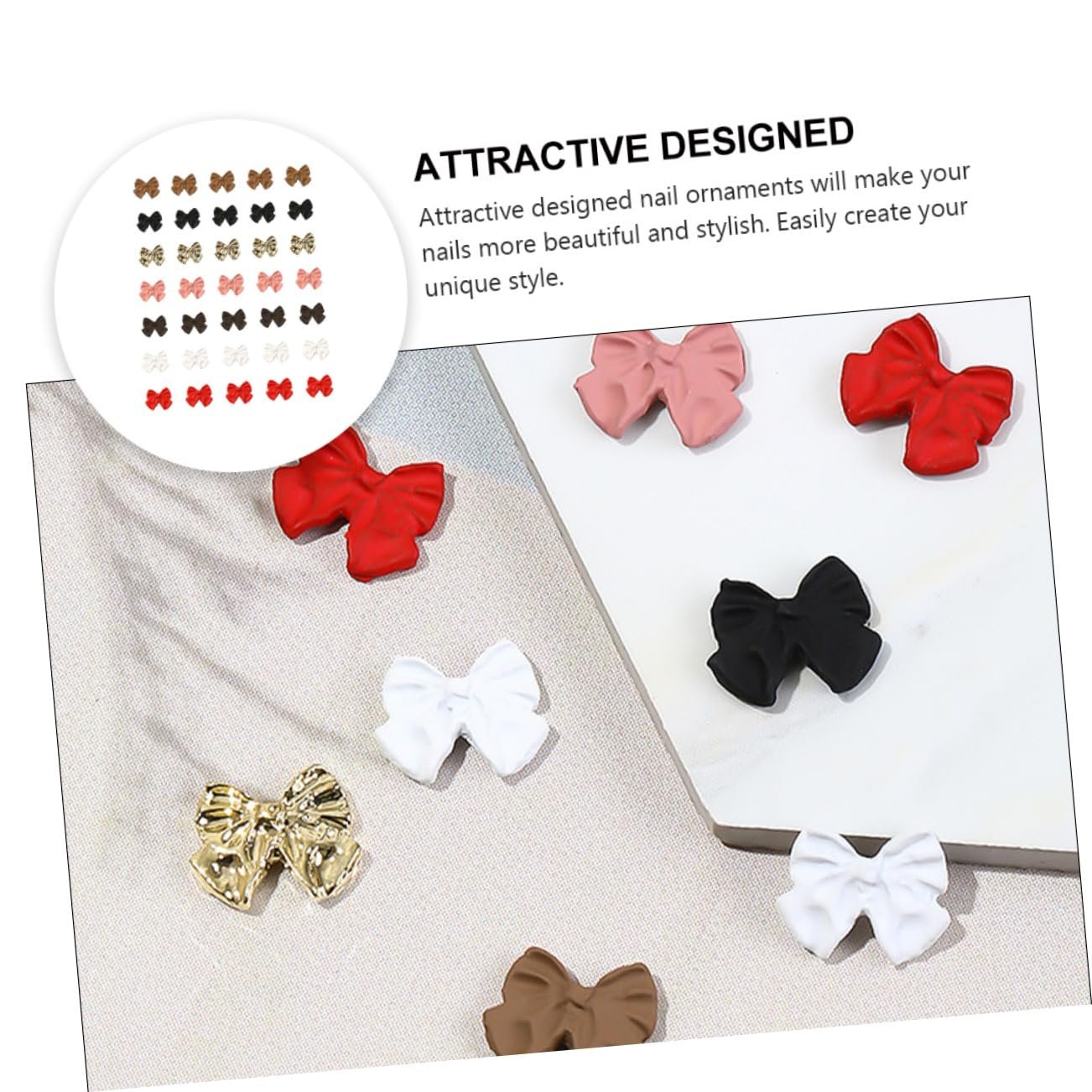 Прикраси для нігтів (35 шт.) Girsch Матовий бантик, фото №5