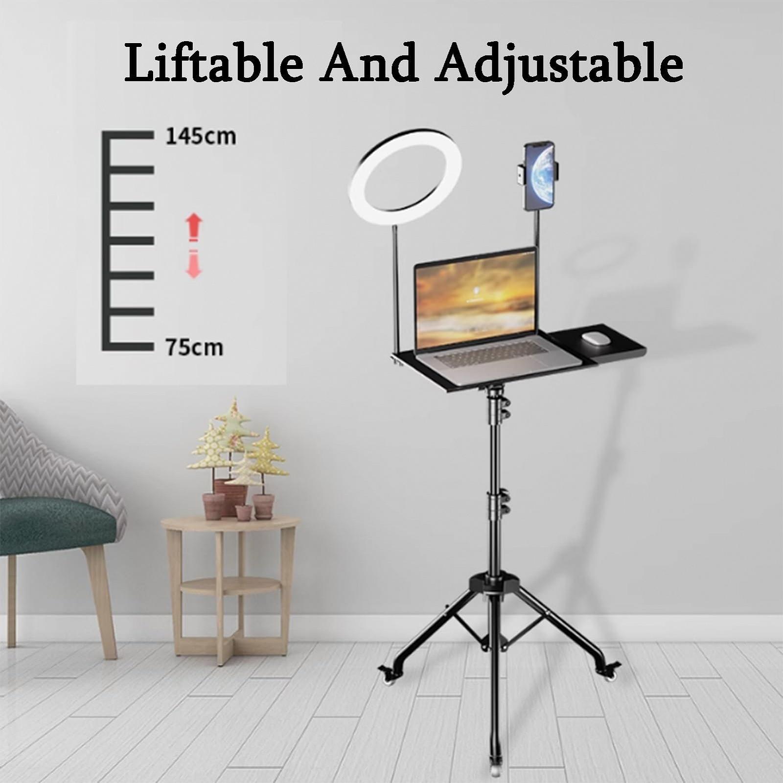 Напольная стойка для ноутбука из алюминиевого сплава, регулируемый штатив на роликах, для дома, офиса, улицы, высокая грузоподъемность, фото №3