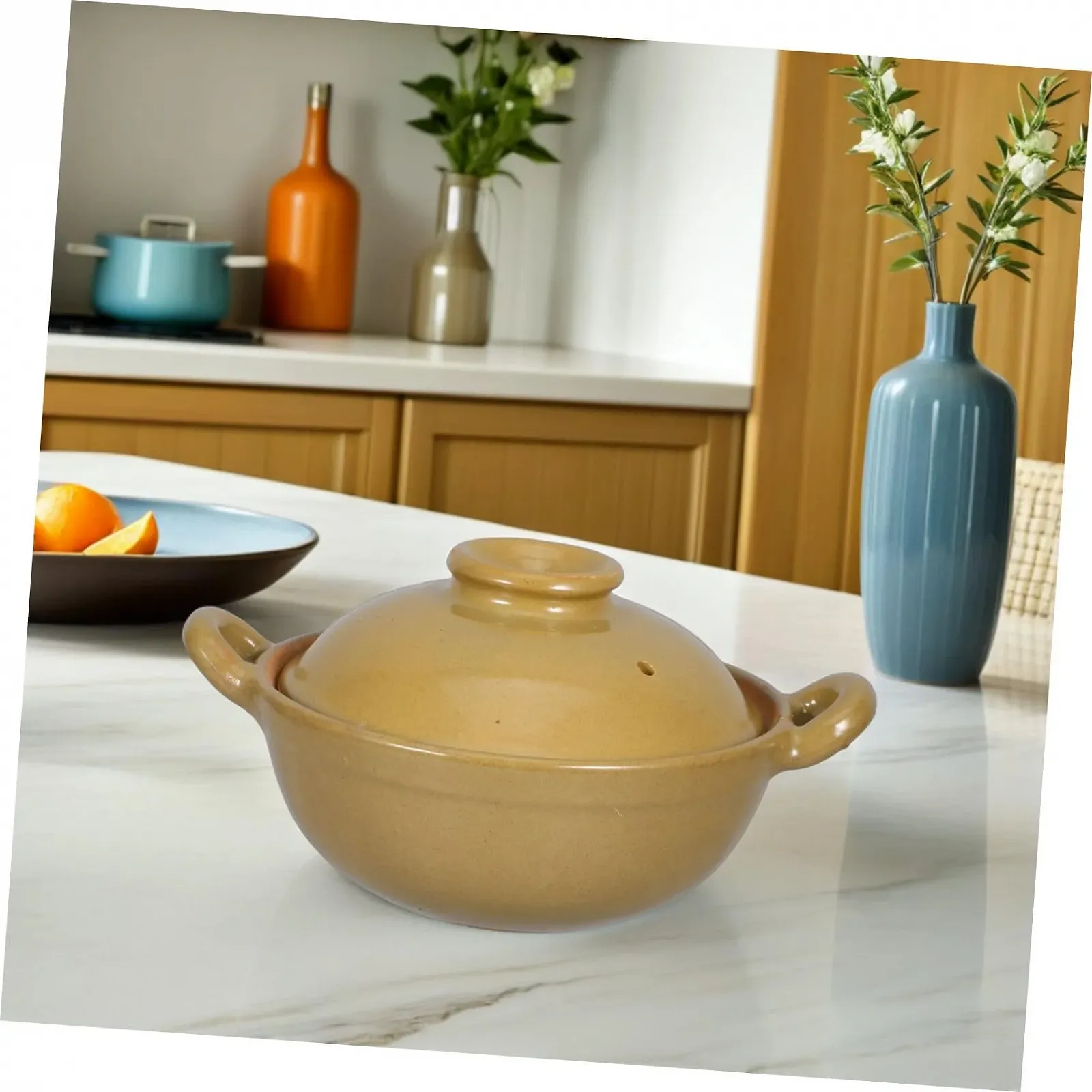 Каструля Керамічна Гончарна глина з ручкою антипригарна, фото №5