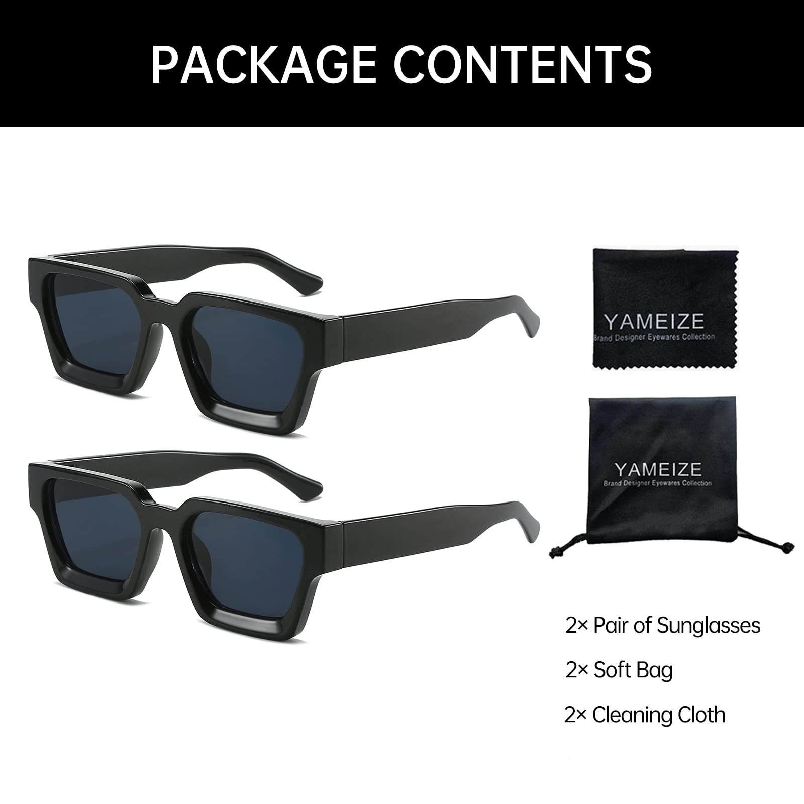 Вінтажні прямокутні сонцезахисні окуляри YAMEIZE для чоловіків і жінок, фото №5