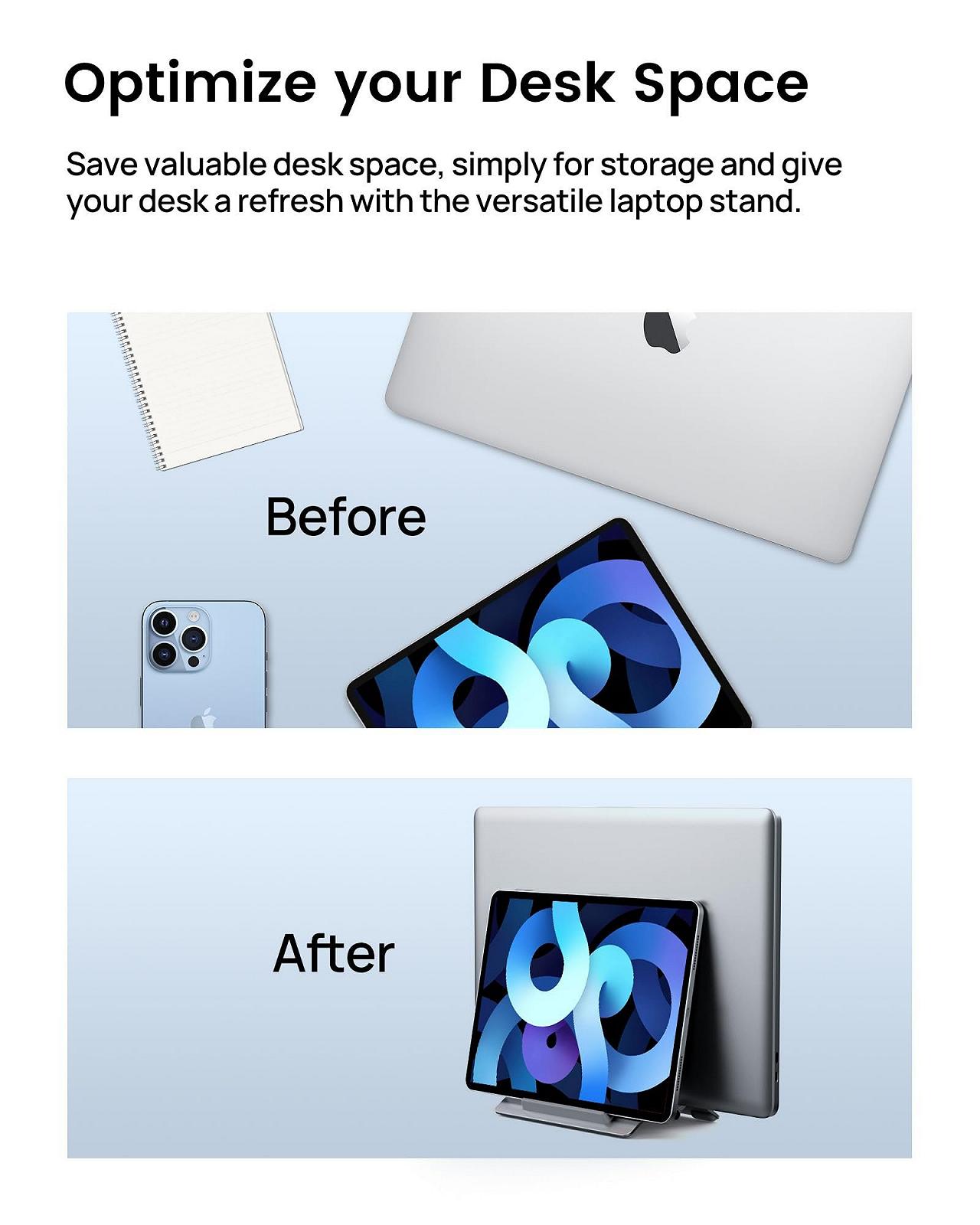 Подставка для ноутбука SODI, вертикальная подставка для MacBook Air, MacBook Pro, iPad, iPhone, регулируемая подставка для MacBook, серебристая, фото №10