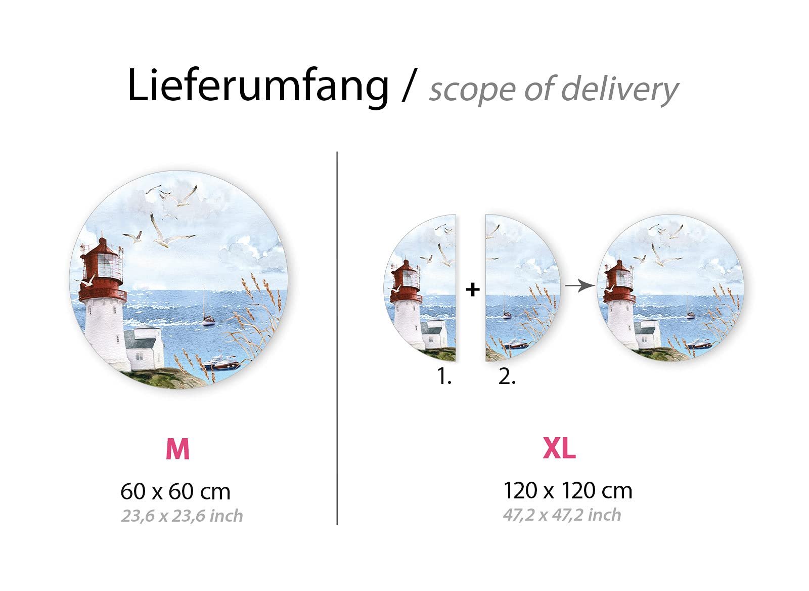 Наклейка на стіну Grandora Lighthouse Seagulls & Boats DL578 M 60 см, фото №3