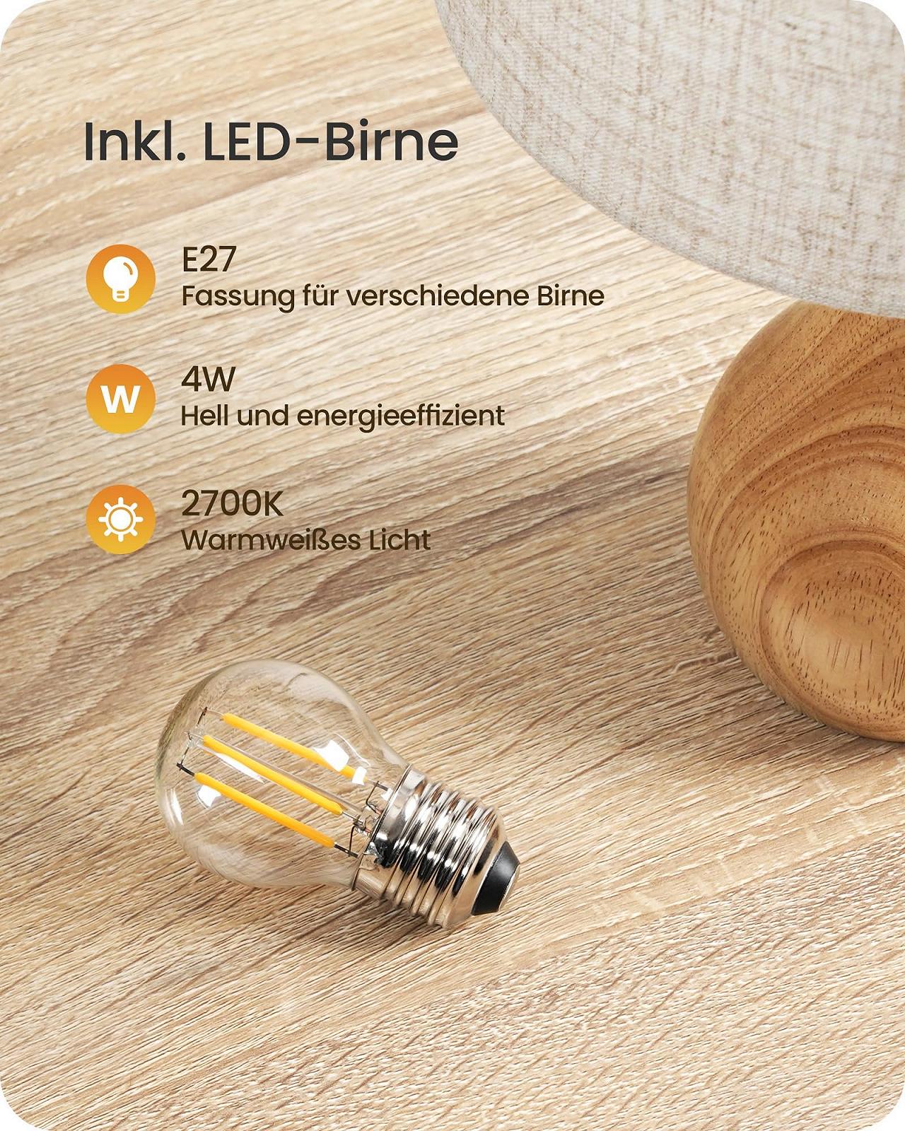 Настільні лампи ZME09TLDP205 Набір 2 шт. Дерево E27 2700K Бежеві 36 см, фото №3