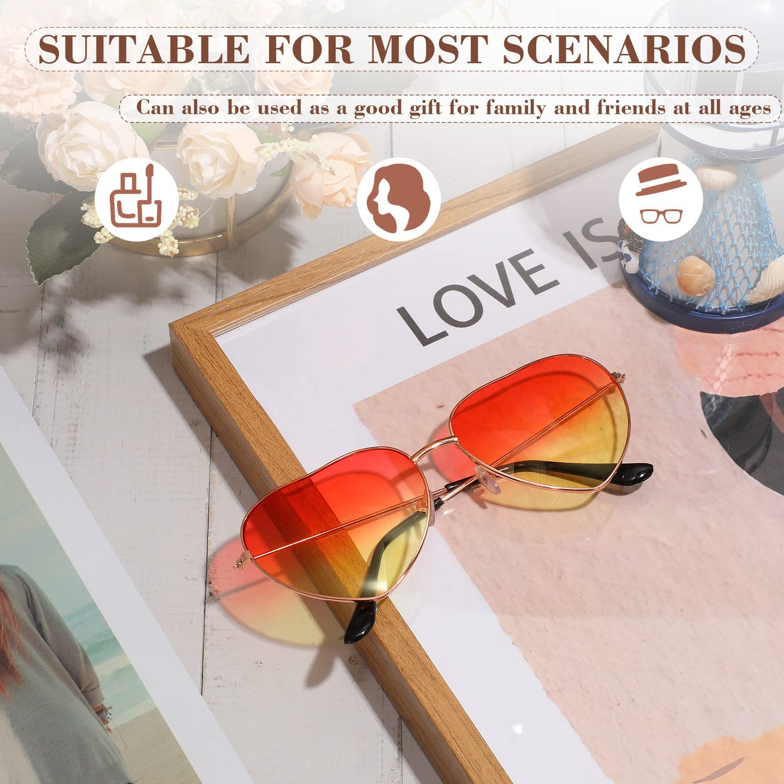 Солнцезащитные очки Сердцевидной формы BBTO, 2 шт., ретро, фото №4