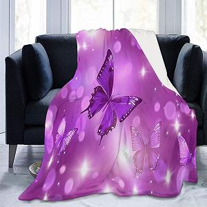 Покривало Фланелева М'яка з 3D принтом Метелики Фіолетова, 150 x 200 см synthetic.ua - Фото 1