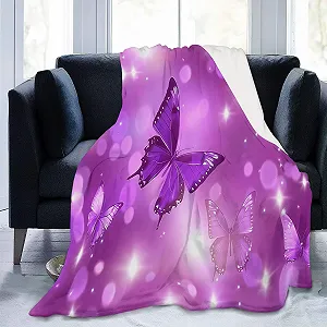 Покривало Фланелева М'яка з 3D принтом Метелики Фіолетова, 150 x 200 см synthetic.ua - Фото 1