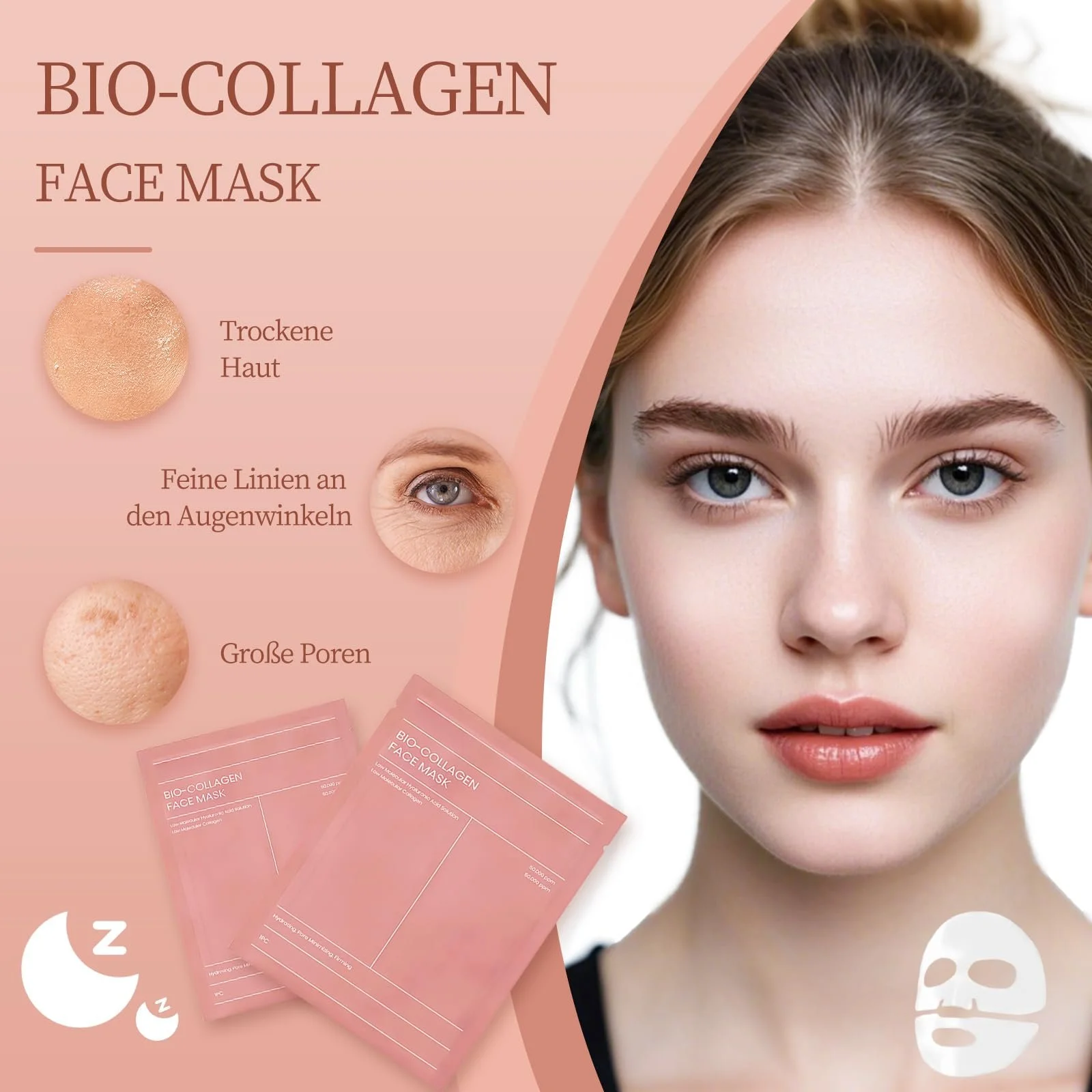 Маска колагенова нічна Organic Collagen, набір 4 шт, фото №3