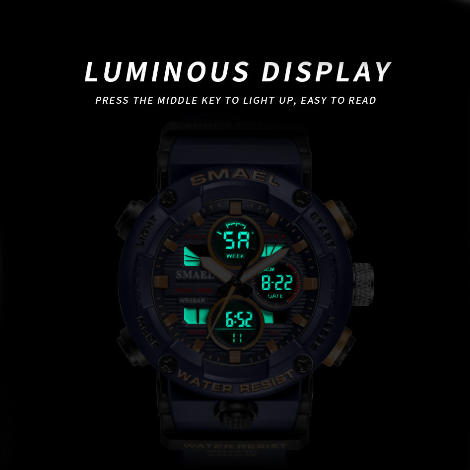 Чоловічий наручний годинник Smael 8038 Black -LVR, фото №3