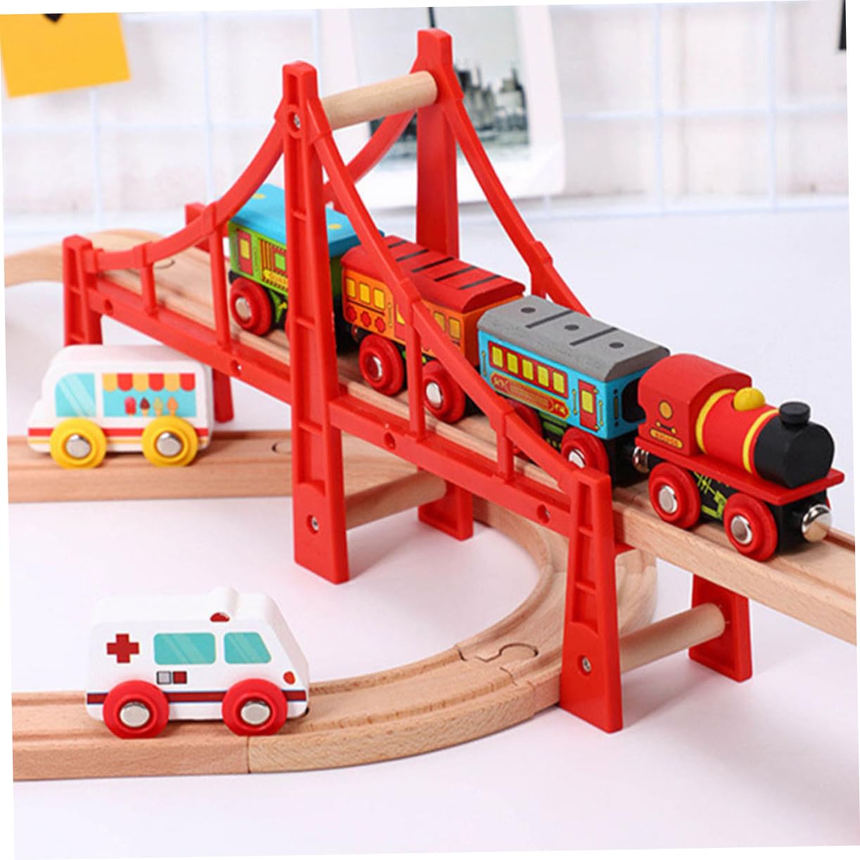 Мост VICASKY 2 Railway Bridge Model Деревянная Перекрестная Игрушка Пластик, фото №4