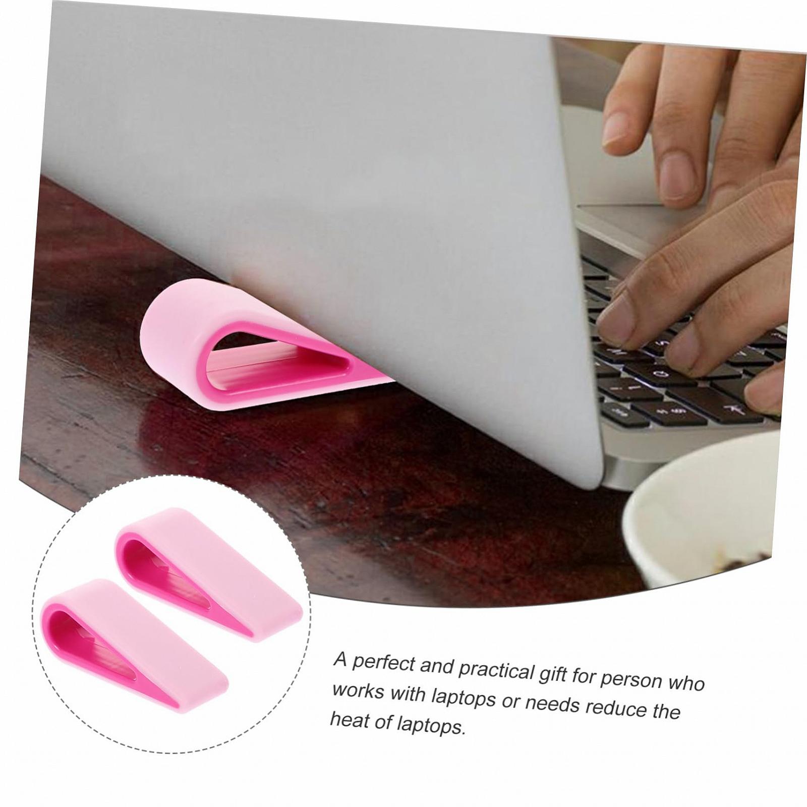 Регулируемая по высоте подставка для ноутбука Rosy, держатель для ноутбука с охлаждением, нескользящая и стабильная для эргономичного рабочего стола или кровати, 2 шт. в упаковке, фото №5