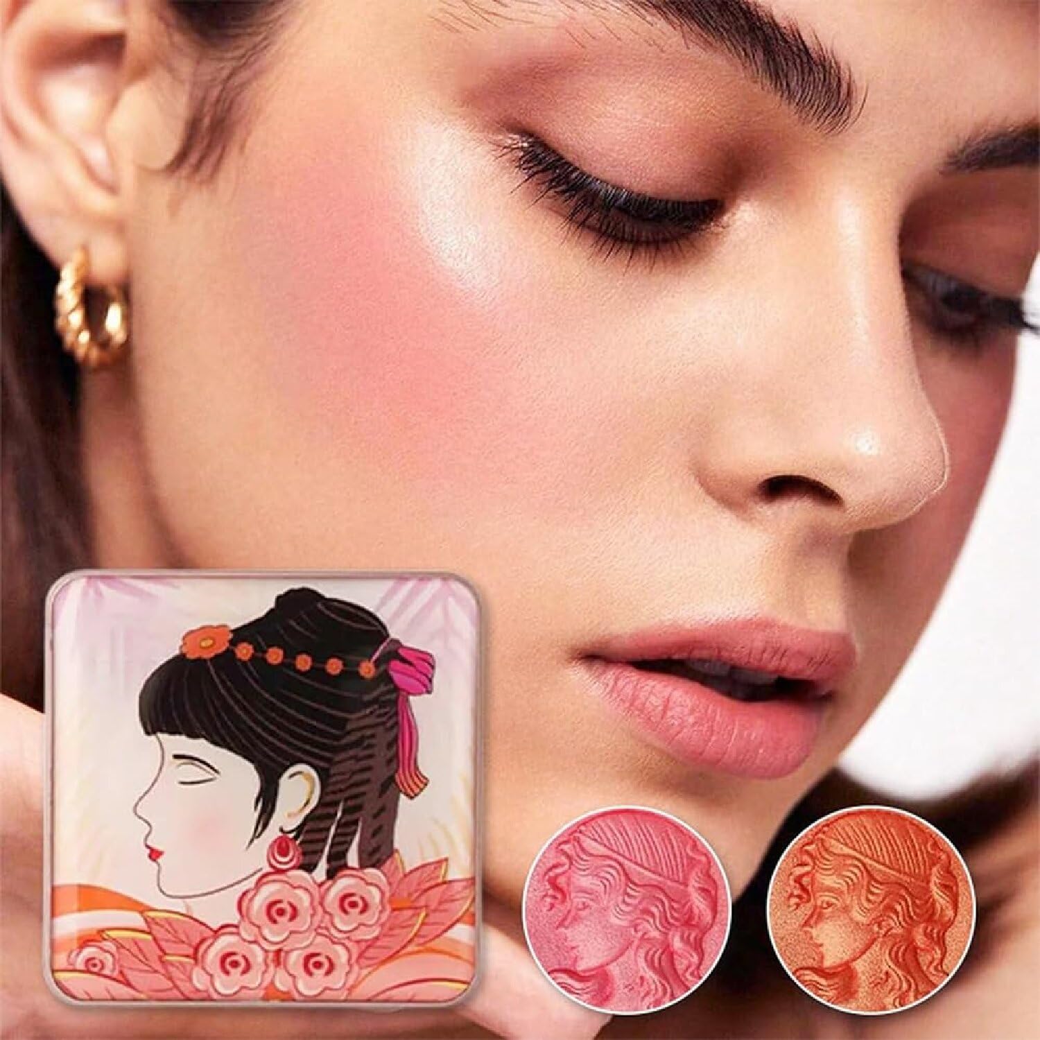 Палетка румян Embossed Smooth Powder для щёк Natural Nude Long Lasting (01+01), фото №2