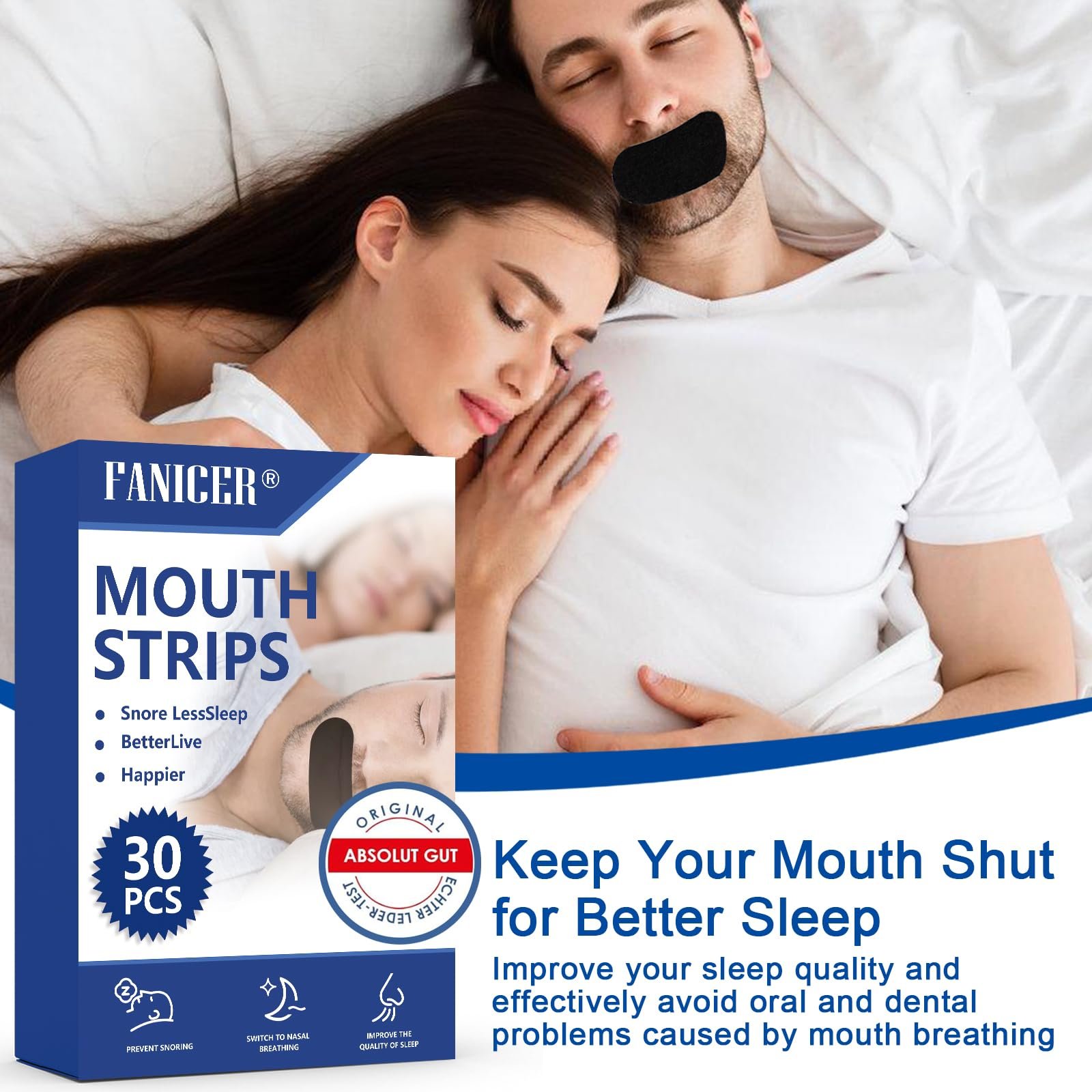 Полоски для рта для сна (30 шт. в упаковке), Антихрап, фото №6