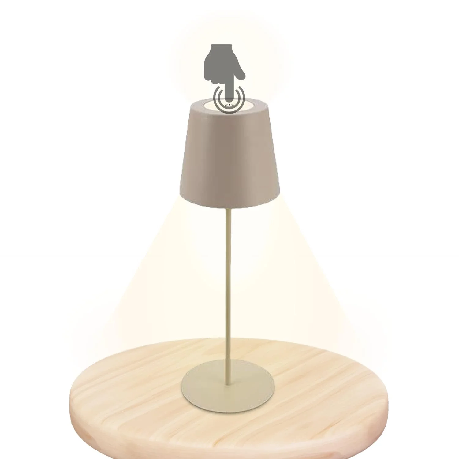 Настільна лампа Trango 2017-03C LED IP44 бездротова сенсорна димована 3 W 2700 K Бежева, фото №1