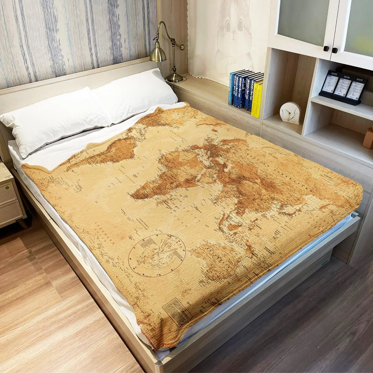 Покривало YISUMEI Фланель М'яка Флісова Покривало Карта Світу, 150 x 200 см, фото №4 Покривало YISUMEI Фланель М'яка Флісова Покривало Карта Світу, 150 x 200 см, фото №4