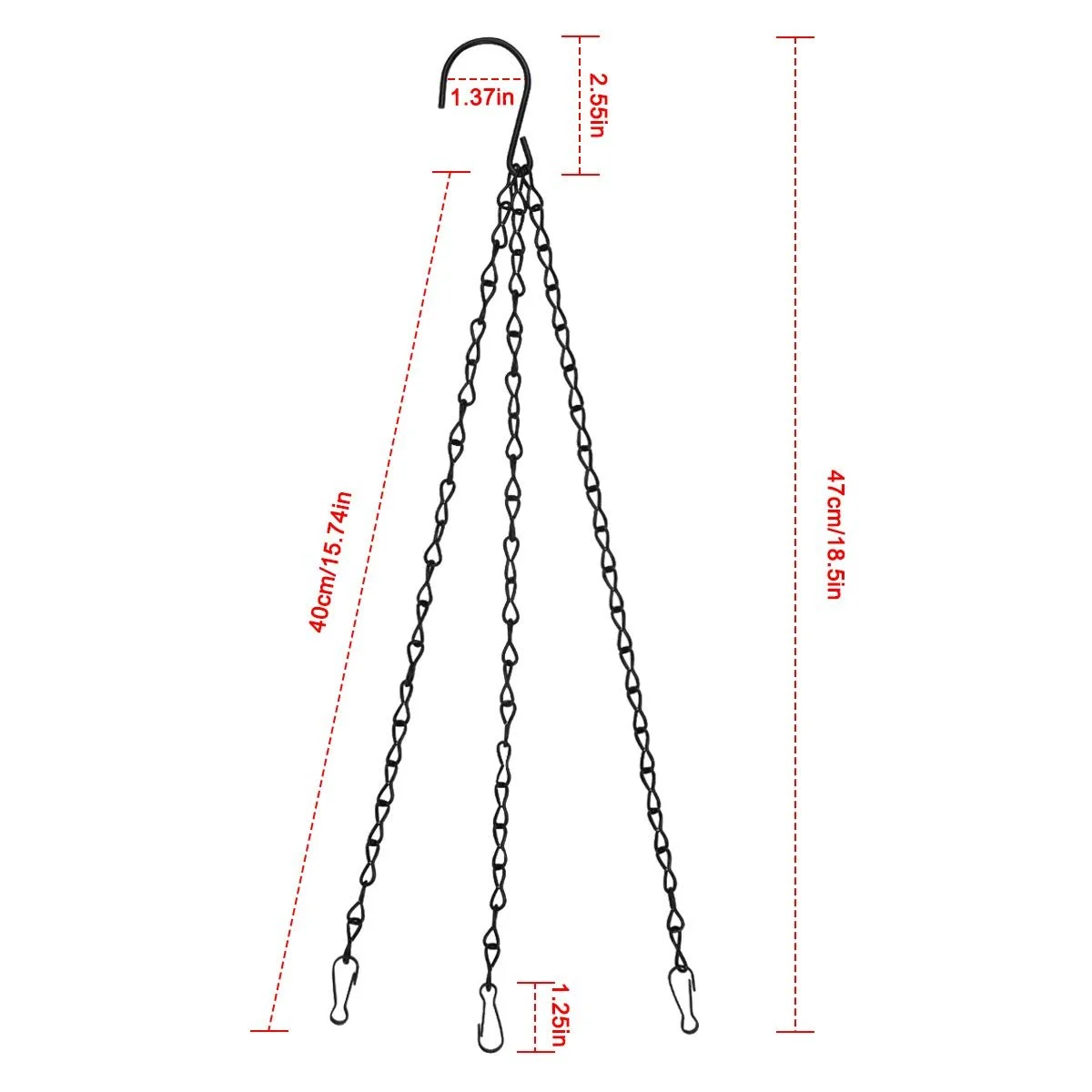 Набір з 3 підвісних ланцюгів з гачками регульовані металеві, фото №4 Набір з 3 підвісних ланцюгів з гачками регульовані металеві, фото №4
