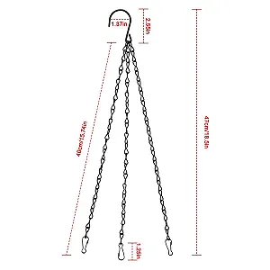 Ланцюжки для підвісних кошиків 3 шт. металеві з гачками та затискачами 3 відгалуження Чорний synthetic.ua - Фото 1