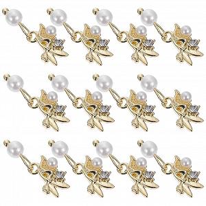 Набор украшений для ногтей (12 шт.) Золотые драгоценные камни для ногтей, шпильки, бисер, аксессуары для ногтей, драгоценности, праймер, подвески, стразы для искусства, набор для полировки, золотистый сплав - Фото 1