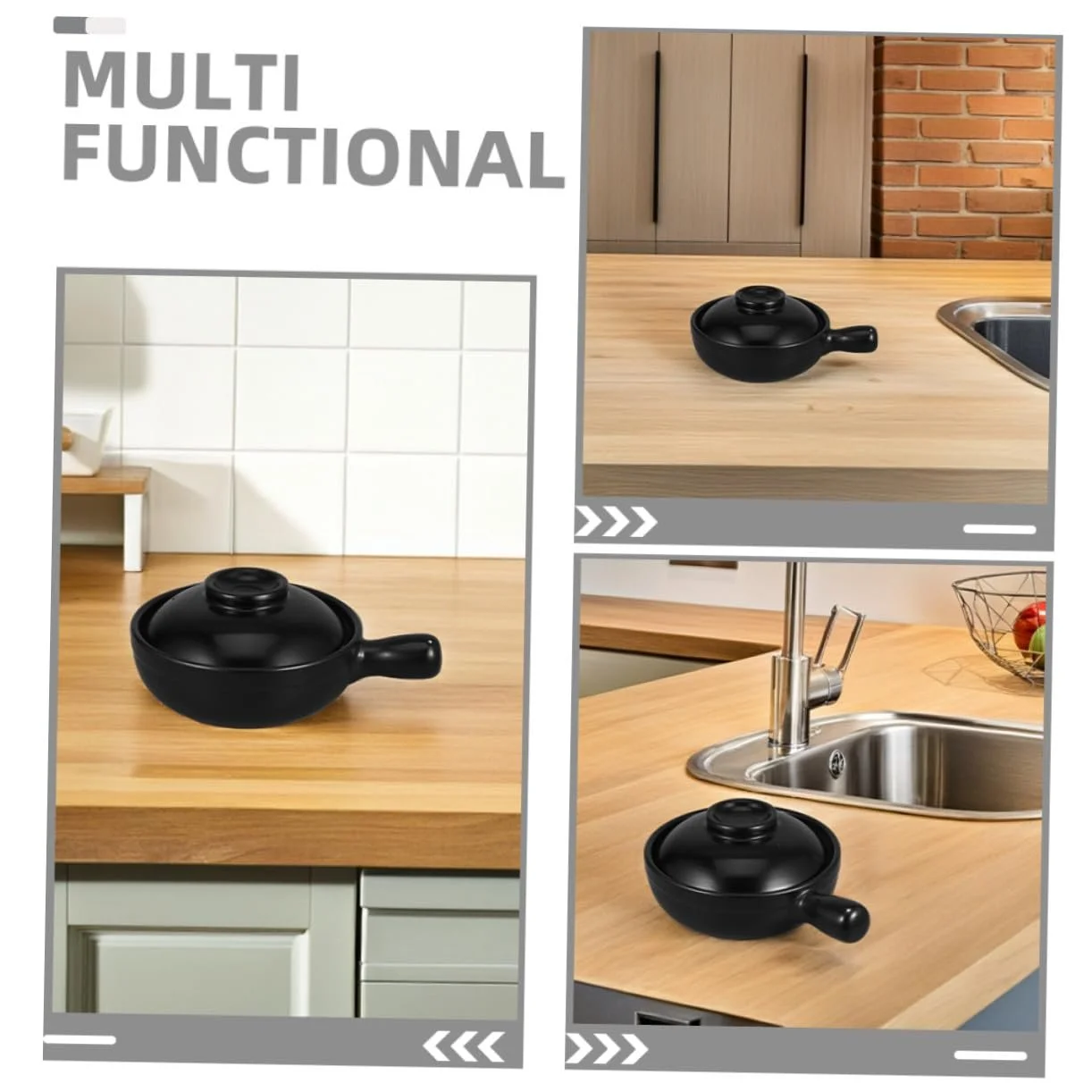 Кастрюля для запекания традиционная китайская с крышкой терракотовая термостойкая, фото №9