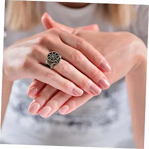 Кольцо-часы LIFKOME 2 шт., кольцо в форме головы привидения, мужские кольца, ювелирные часы, круглое кольцо, инструмент, электронные часы-кольцо, декоративные часы, цинковый сплав, цинк synthetic.ua - Фото 1