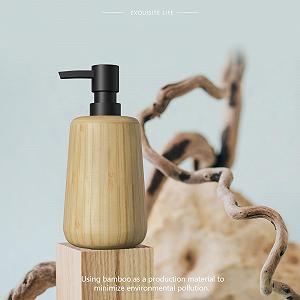 Набір аксесуарів для ванної кімнати Asashizen Retro Bamboo, 4 предмети мильниця, дозатор мила, піднос, стакан для полоскання рота synthetic.ua - Фото 1