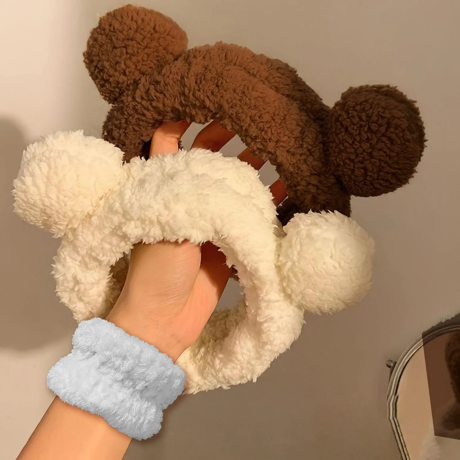 Набір: Плюшева пов'язка 2 шт, пара напульсників, фото №4