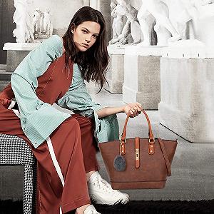 Сумка жіноча NICOLE & DORIS ретро, велика, кавова, L synthetic.ua - Фото 1