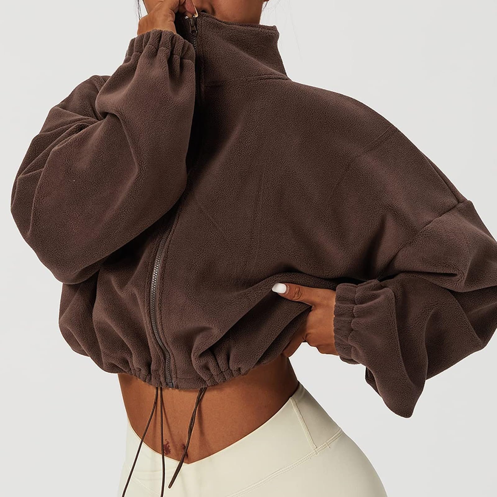 Женская куртка Цветочный узор Кожаная куртка-пальто Женская куртка со стоячим воротником Элегантная куртка на подкладке Переходная куртка с эластичным комфортом для походов, фото №4