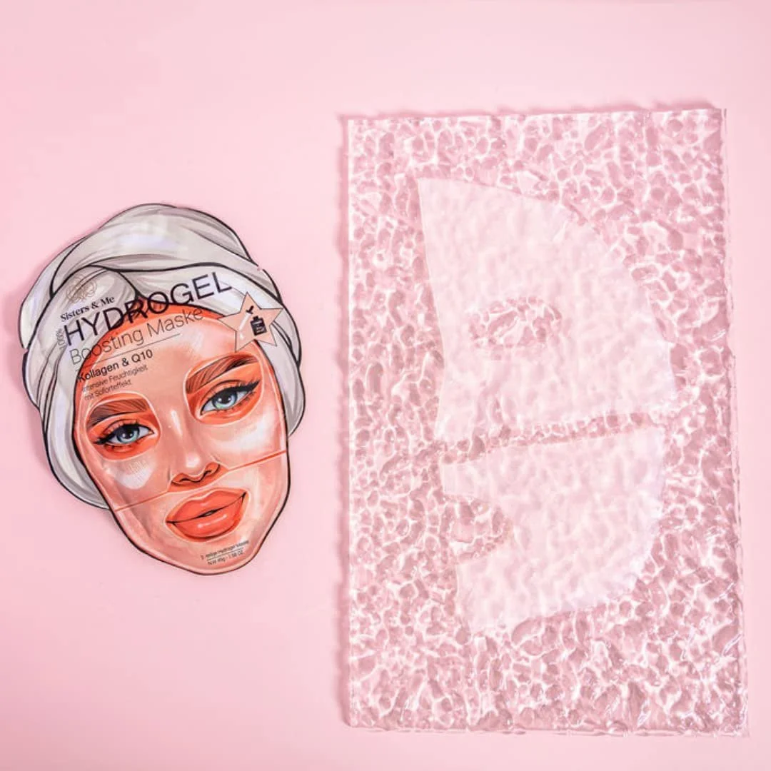 Маска для лица Sisters & Me Гидрогелевая маска 5 шт., Набор для ухода за кожей, Увлажняющая маска для ровного цвета лица с гиалуроновой сывороткой, Q10, Алоэ Вера, Набор масок для лица с высокой дозой, Веганская, фото №2