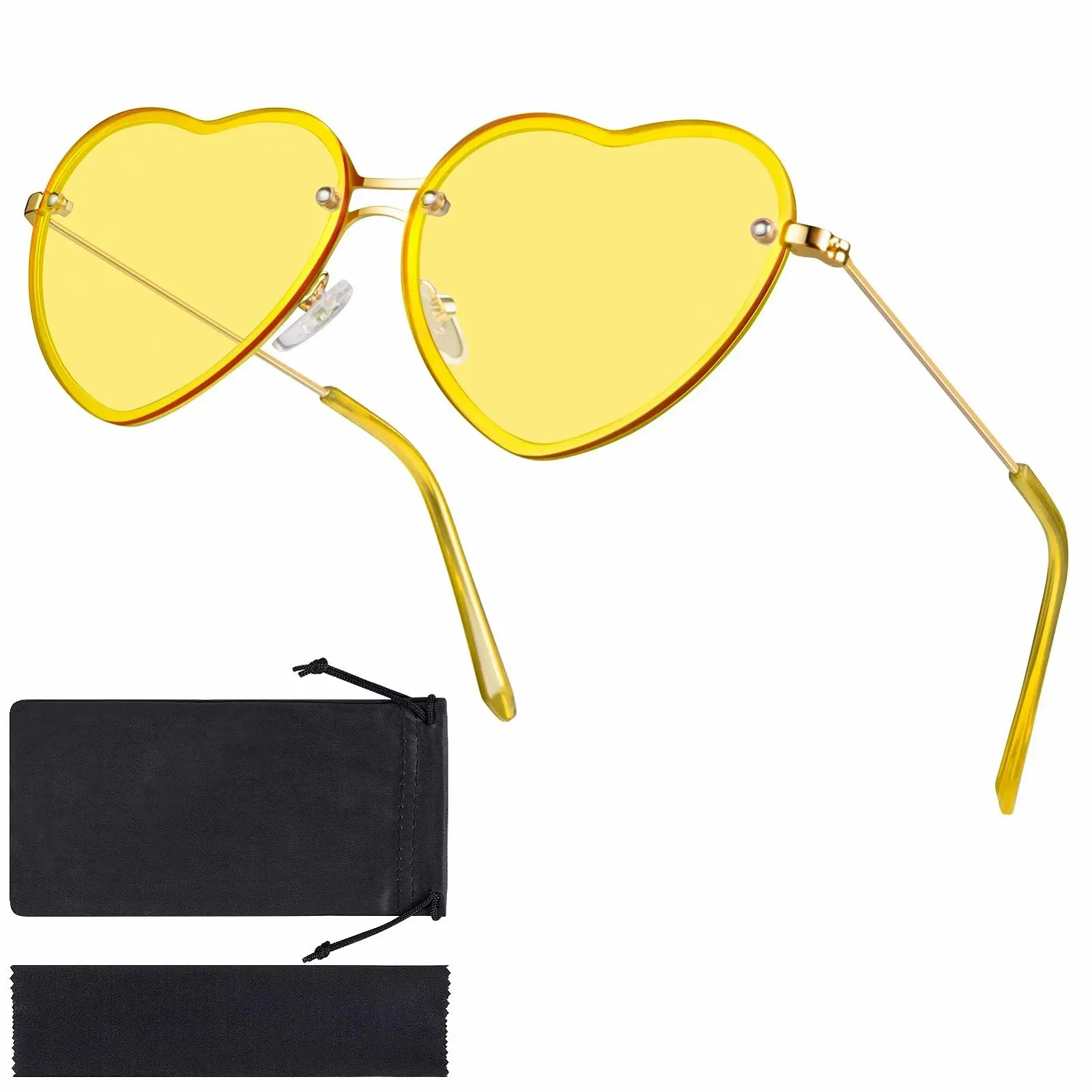 Сонцезахисні Окуляри Серце Kiiwah Жіночі Вінтажні Без оправи Рожеві, фото №1