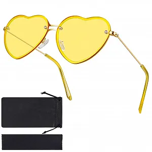 Сонцезахисні Окуляри Серце Kiiwah Жіночі Вінтажні Без оправи Рожеві - Фото 1