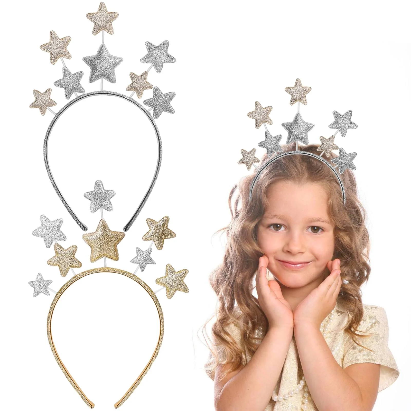 Обруч для волосся Зірка з блискітками, фото №1
