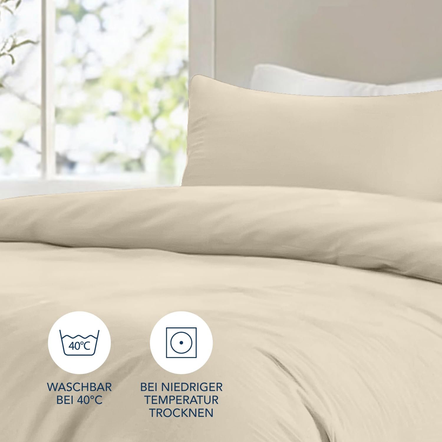 Постільна білизна Dreamzie 135 x 200 см 4 предмети з наволочками 80 x 80 см, Бежевий – Підодіяльник 135 x 200 см Односпальне ліжко зі 100% мікрофібри – Oeko Tex-Certified, фото №5