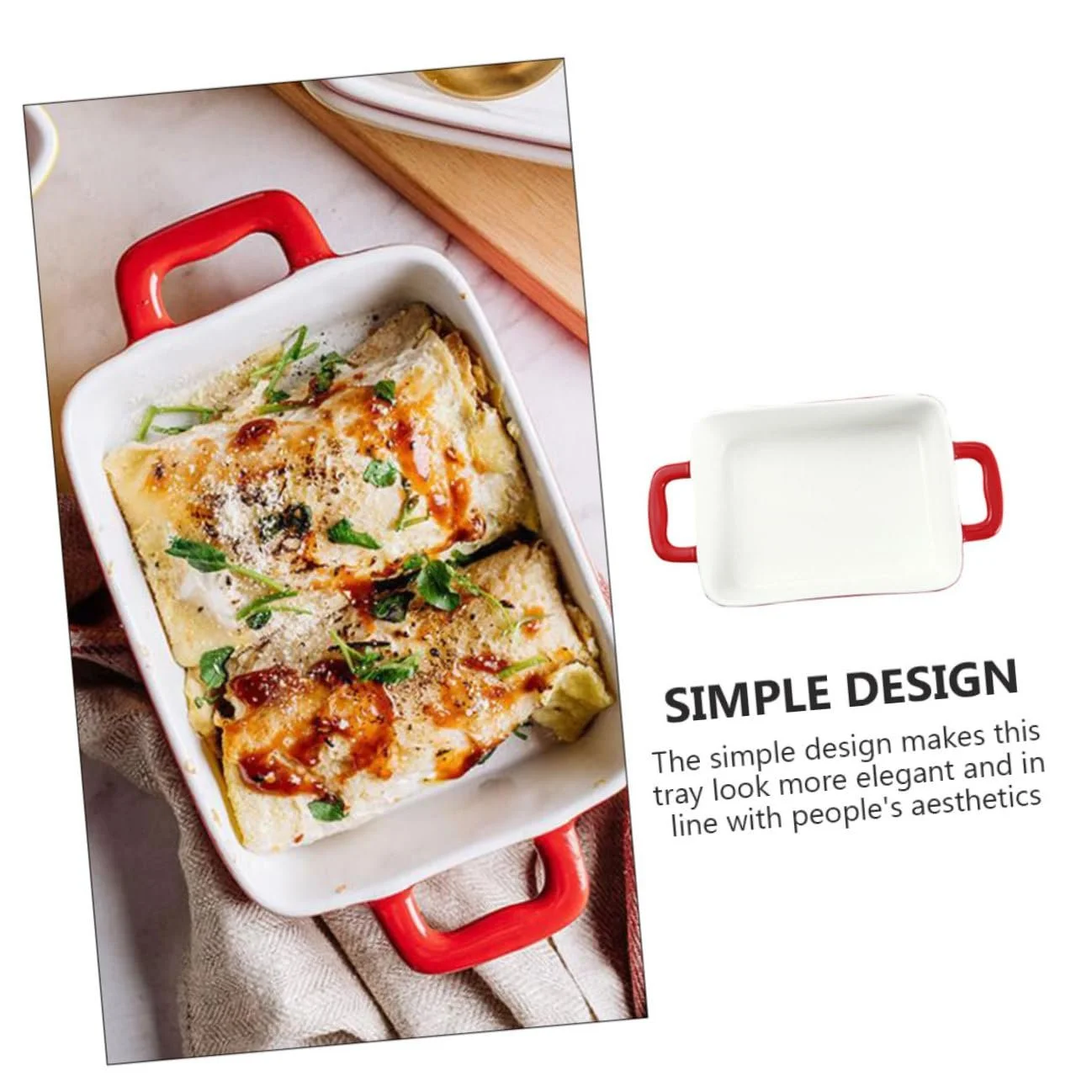 Деко для запікання керамічне з подвійною ручкою прямокутне Червоне, фото №8 Деко для запікання керамічне з подвійною ручкою прямокутне Червоне, фото №8